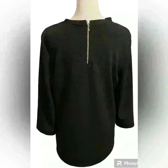 Easywear by Chico’s Women’s Size 1 (Medium, Size 8) Black Blouse with Tie - Picture 3 of 3